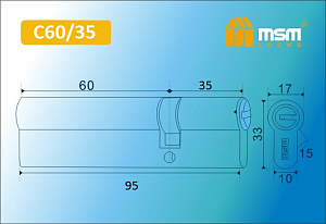 MSM Цилиндр перф. ключ-ключ , C 95 mm (60/35) SN #235402
